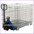 forklift using metal mesh pallet cages